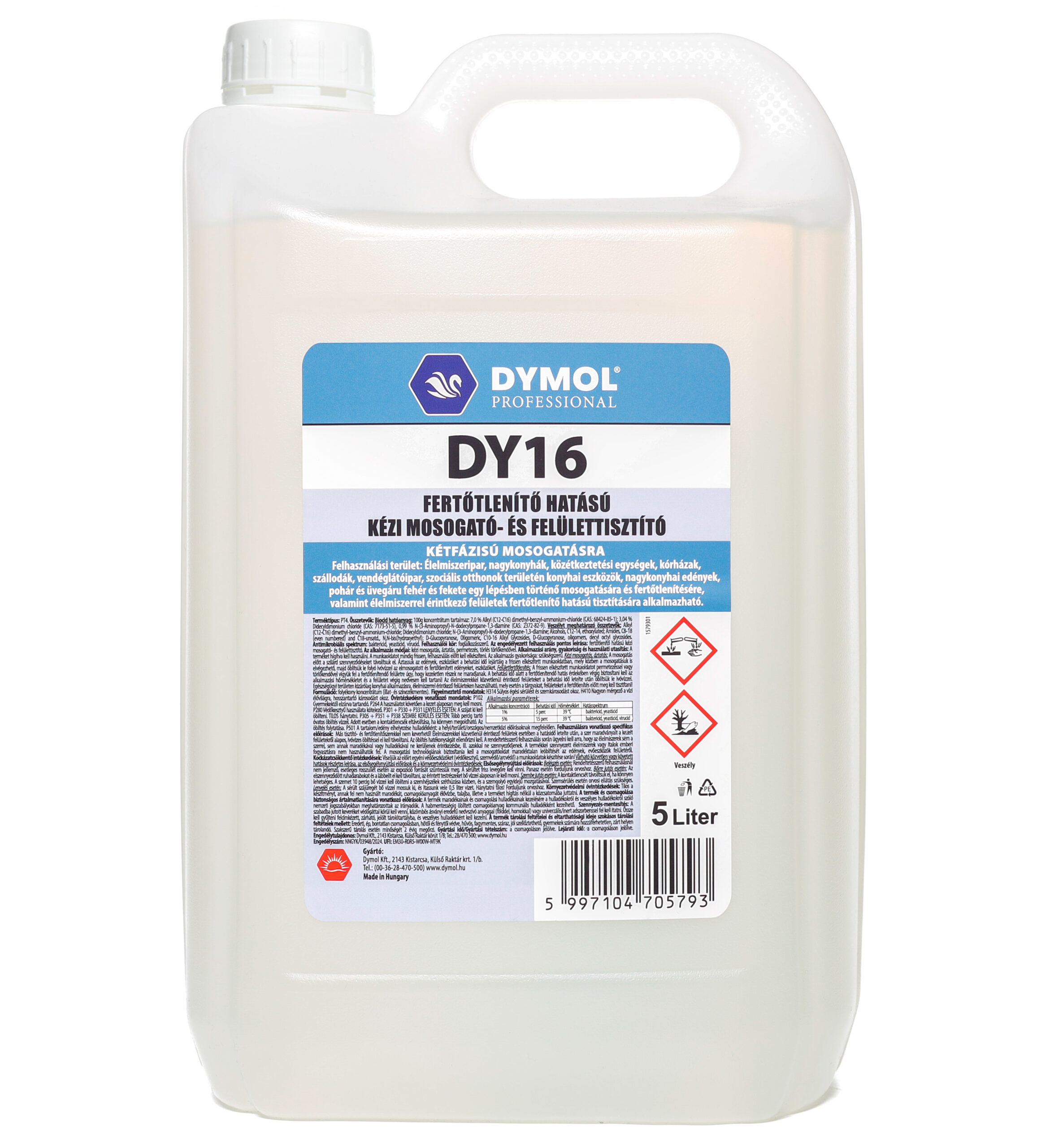 DY-16 Fertőtlenítő hatású kézi mosogató- és felülettisztító 5000 ml